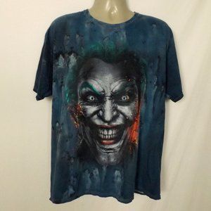 INJUSTICE JOKER Tshirt, XL, Blue Tie-Dye, Creepy Face, Short sleeves, 1 side